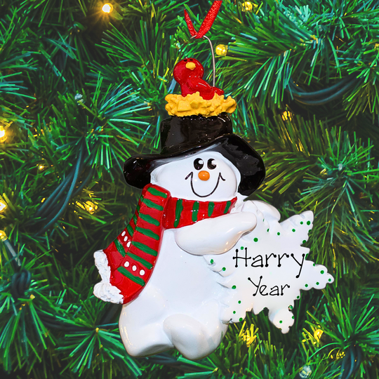 Personalised Christmas Decorations - Birdnest Snowman