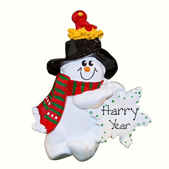 Personalised Christmas Decorations - Birdnest Snowman