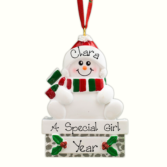 Personalised Christmas Decorations - Snowman on Mantle