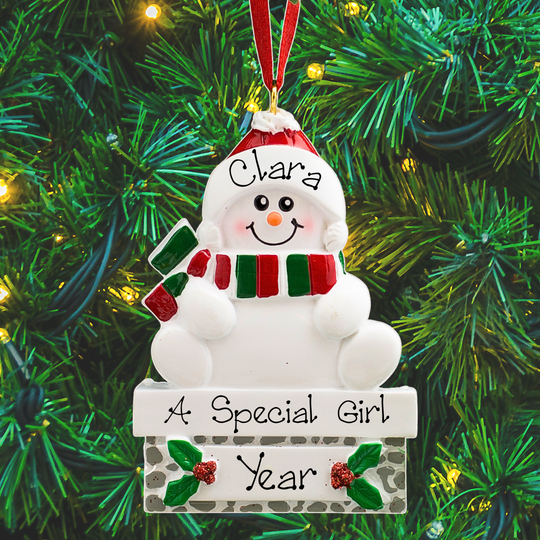 Personalised Christmas Decorations - Snowman on Mantle