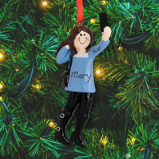 Personalised Christmas Tree Ornament - Selfie Girl