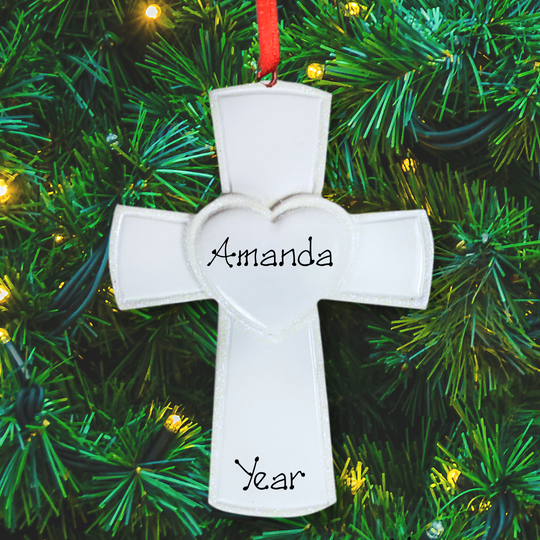 Personalised Christening Ornament - White Cross