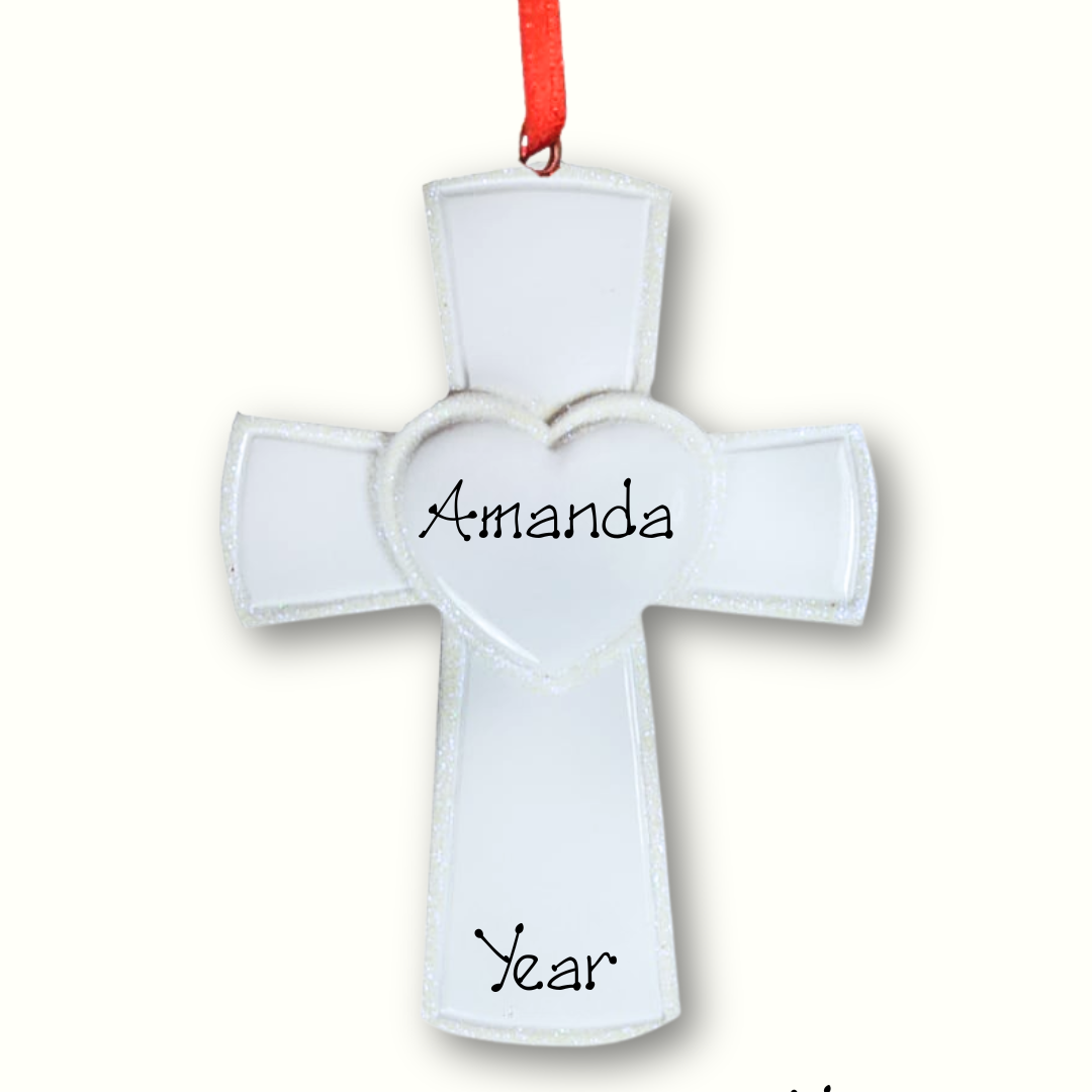 Personalised Christening Ornament - White Cross