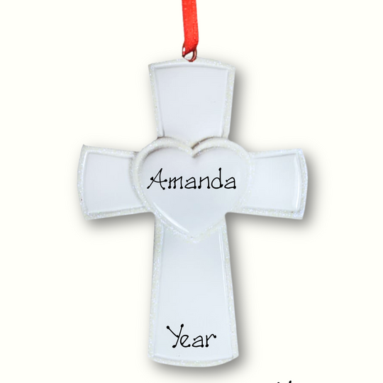 Personalised Christening Ornament - White Cross