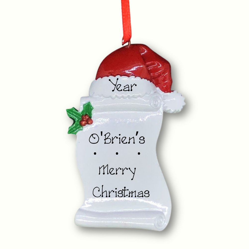 Personalised Christmas Ornament - Santa's Cap Scroll