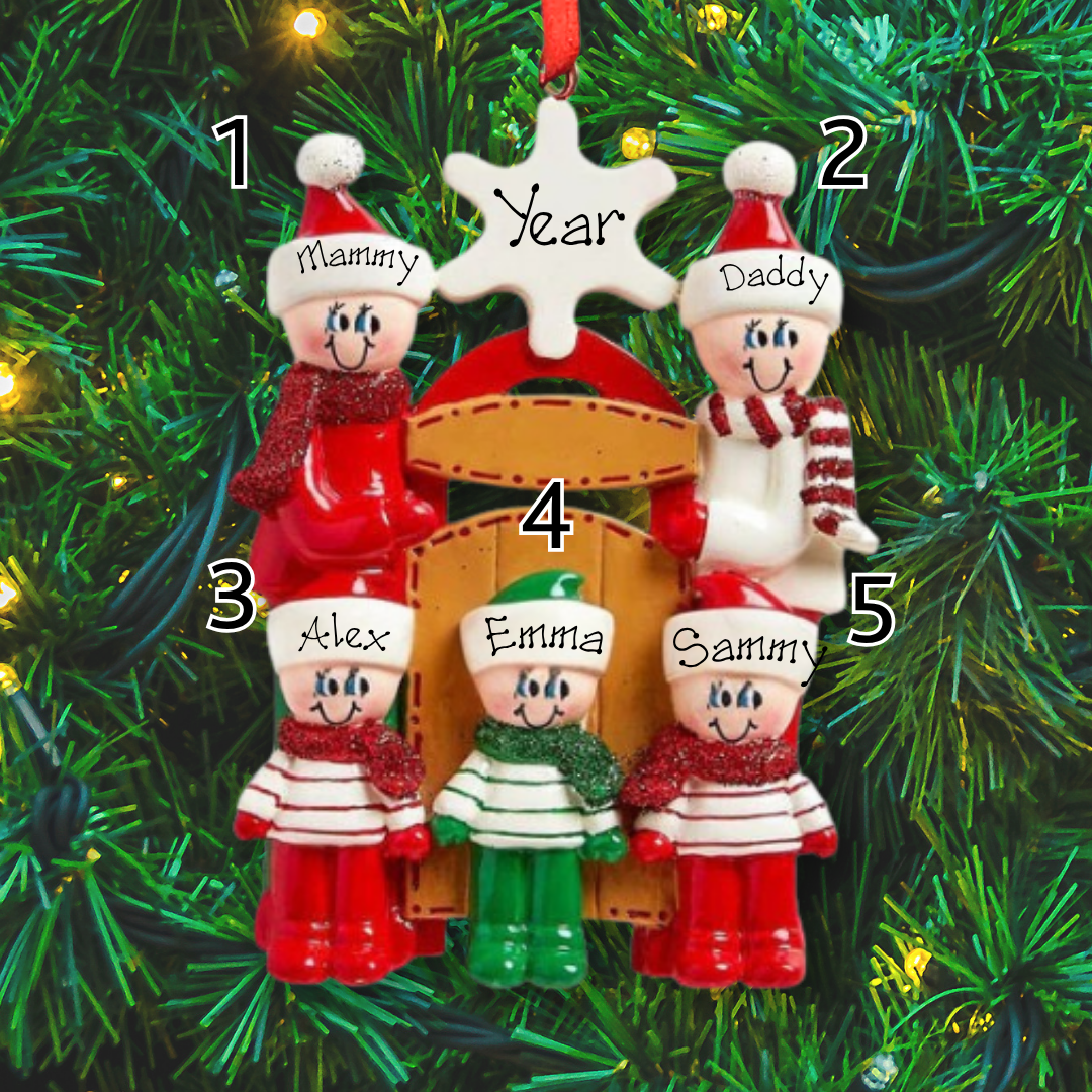 Personalised Christmas Tree Decoration - Sledding 5