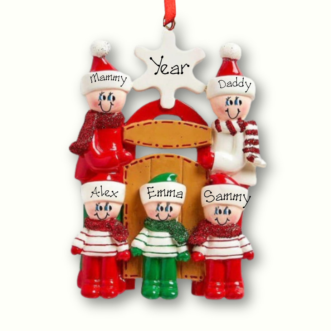 Personalised Christmas Tree Decoration - Sledding 5