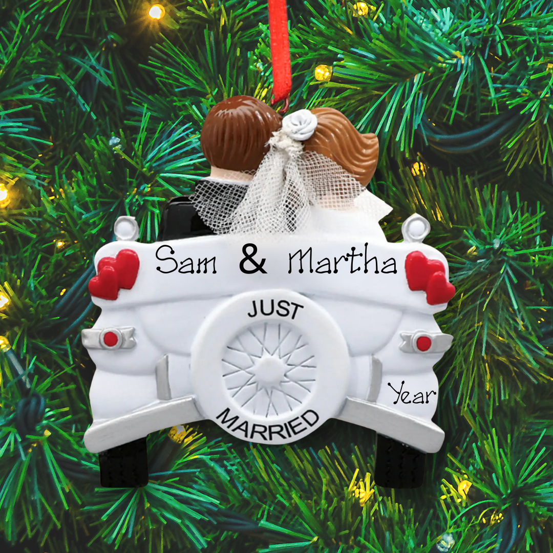 Personalised Wedding Ornament - Vintage Wedding Car