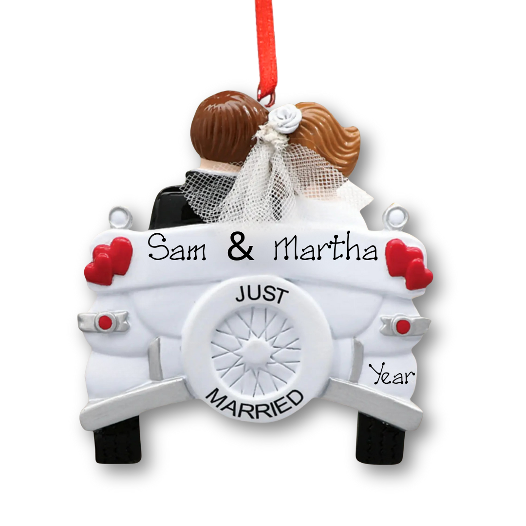 Personalised Wedding Ornament - Vintage Wedding Car