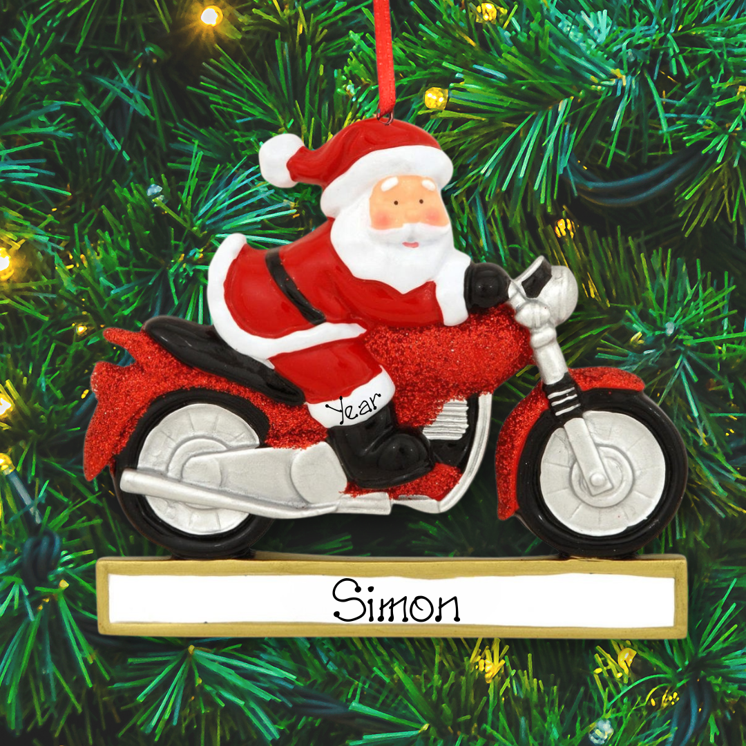 Personalised Christmas Ornament - Santa on Motorbike