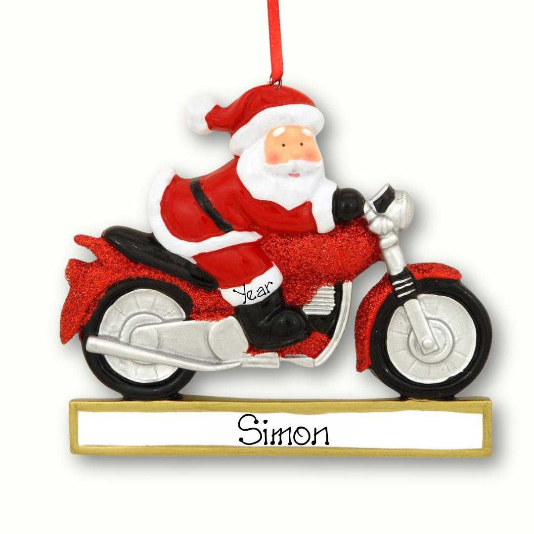 Personalised Christmas Ornament - Santa on Motorbike