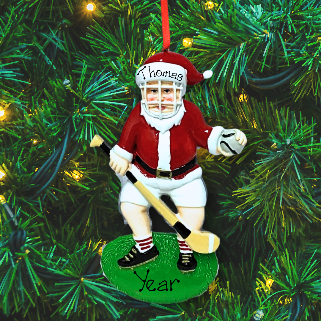 Personalised Hurling Christmas Ornament - Santa The Hurler
