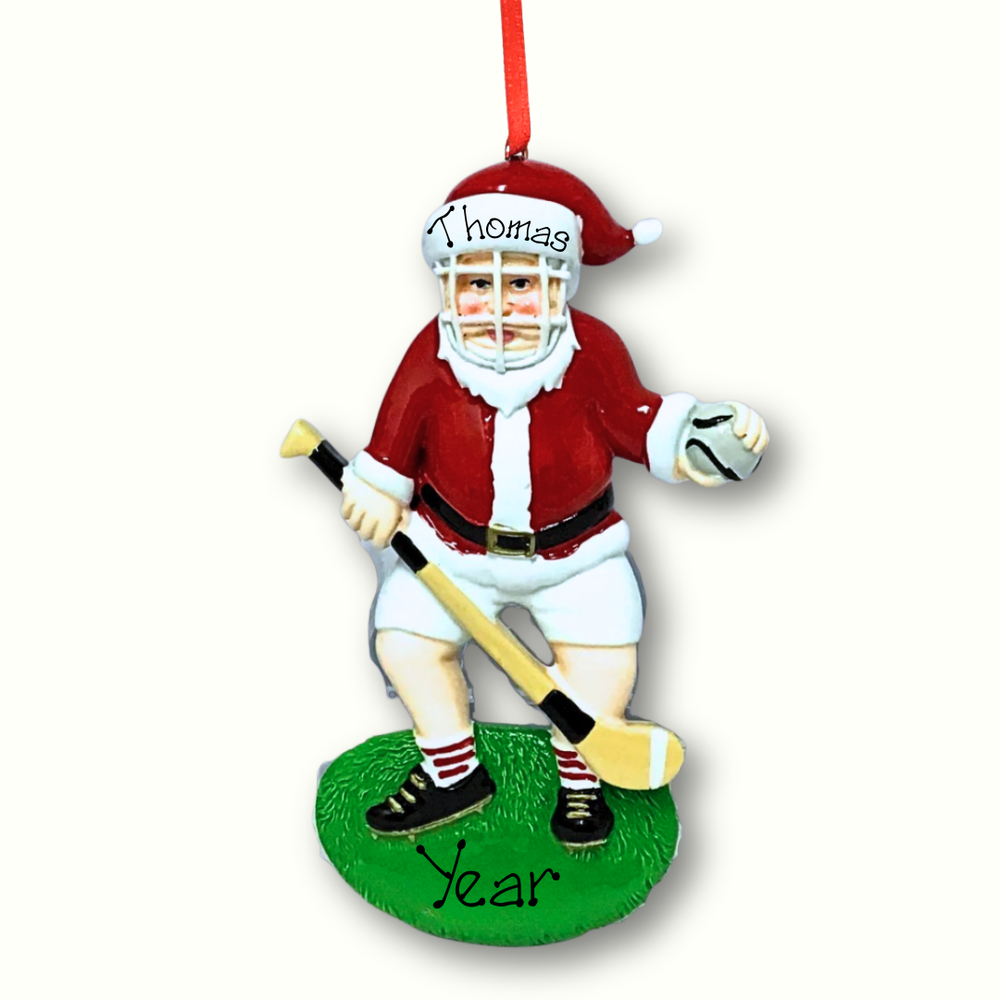Personalised Hurling Christmas Ornament - Santa The Hurler