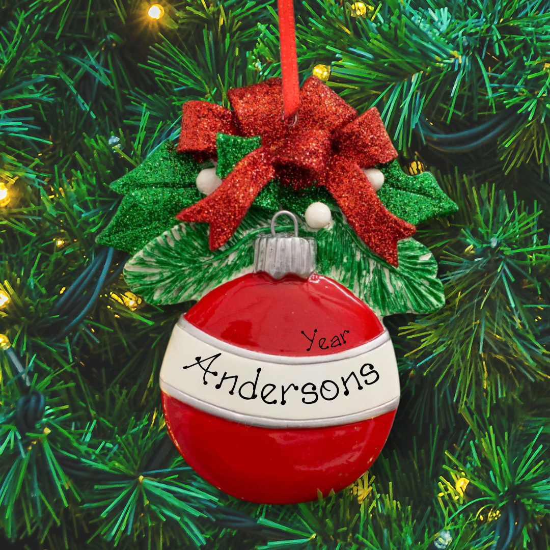 Personalised Christmas Ornament - Red Round Ornament