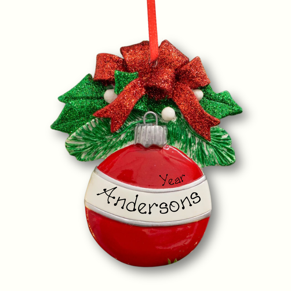 Personalised Christmas Ornament - Red Round Ornament