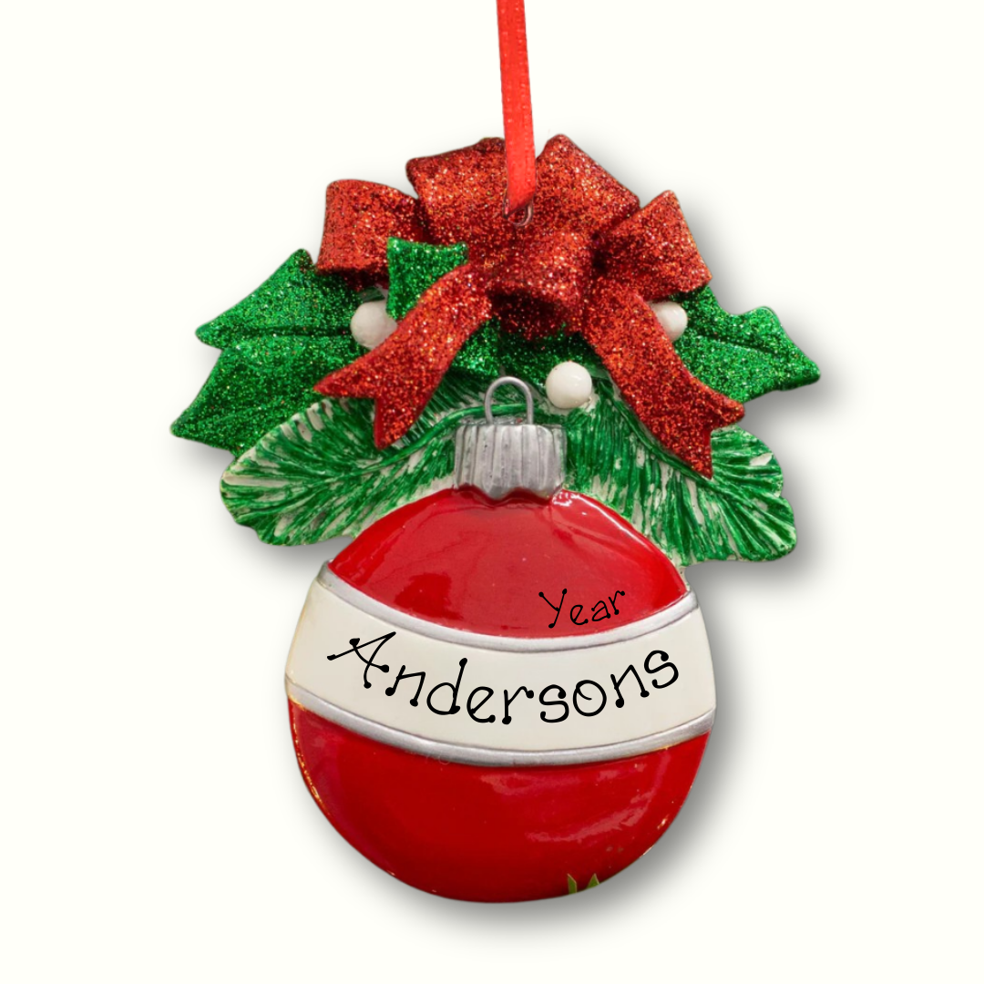 Personalised Christmas Ornament - Red Round Ornament