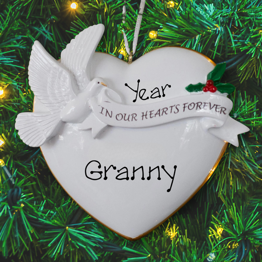 Personalised Christmas Ornament - In Our Hearts Forever with Holly