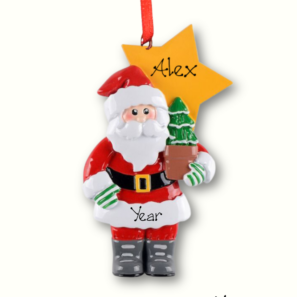 Personalised Christmas Ornament - Santa with Tree & Star