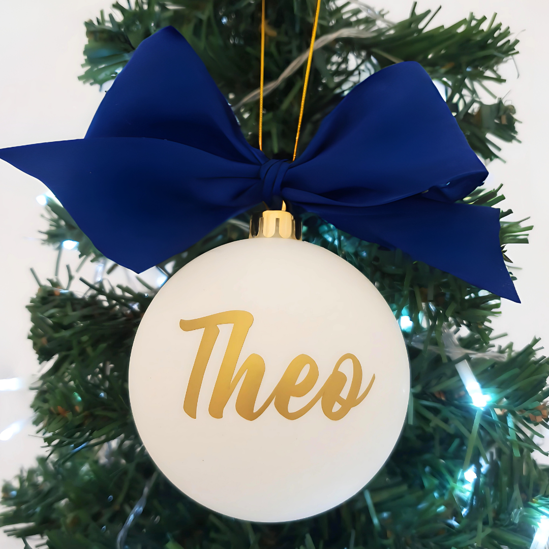 Personalised Christmas Bauble - Luxurious Navy Glam - 8cm