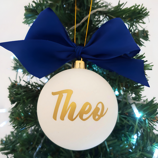 Personalised Christmas Bauble - Luxurious Navy Glam - 8cm