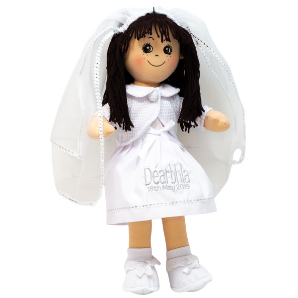 Personalised Communion Rag Doll - Dark Brown