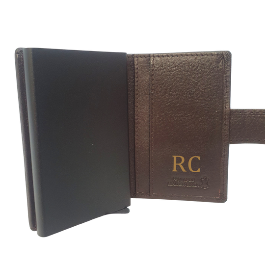 Leather Card Slider Wallet - Dark Brown Colour