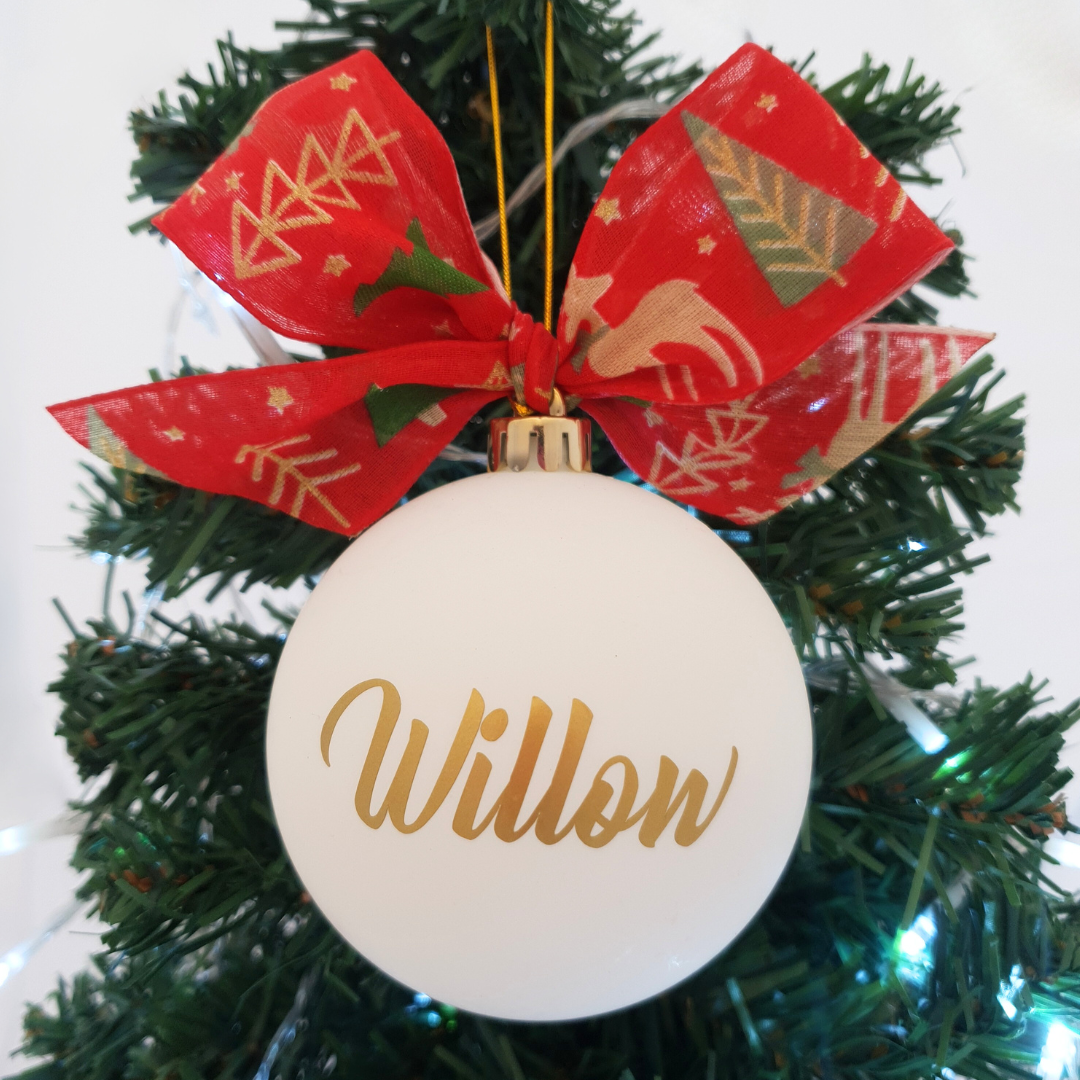 Personalised Luxury Christmas Bauble - The Deer & Christmas Tree - 8cm