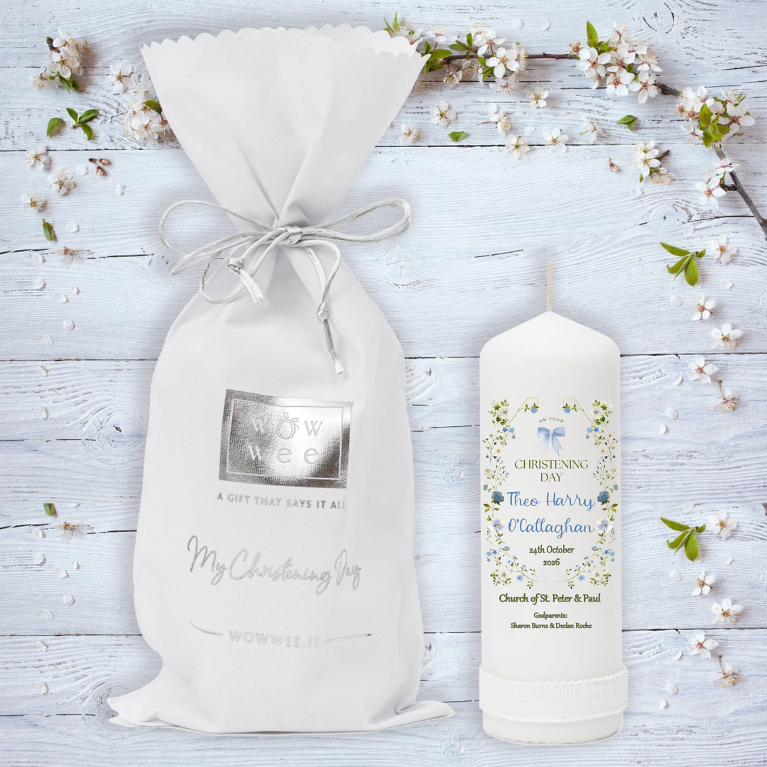 Delicate Flowers Candle Baptism for Boys