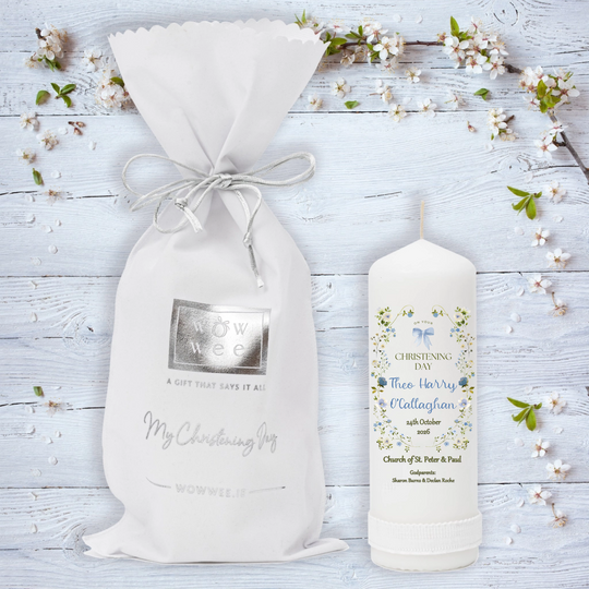Delicate Flowers Candle Baptism for Boys