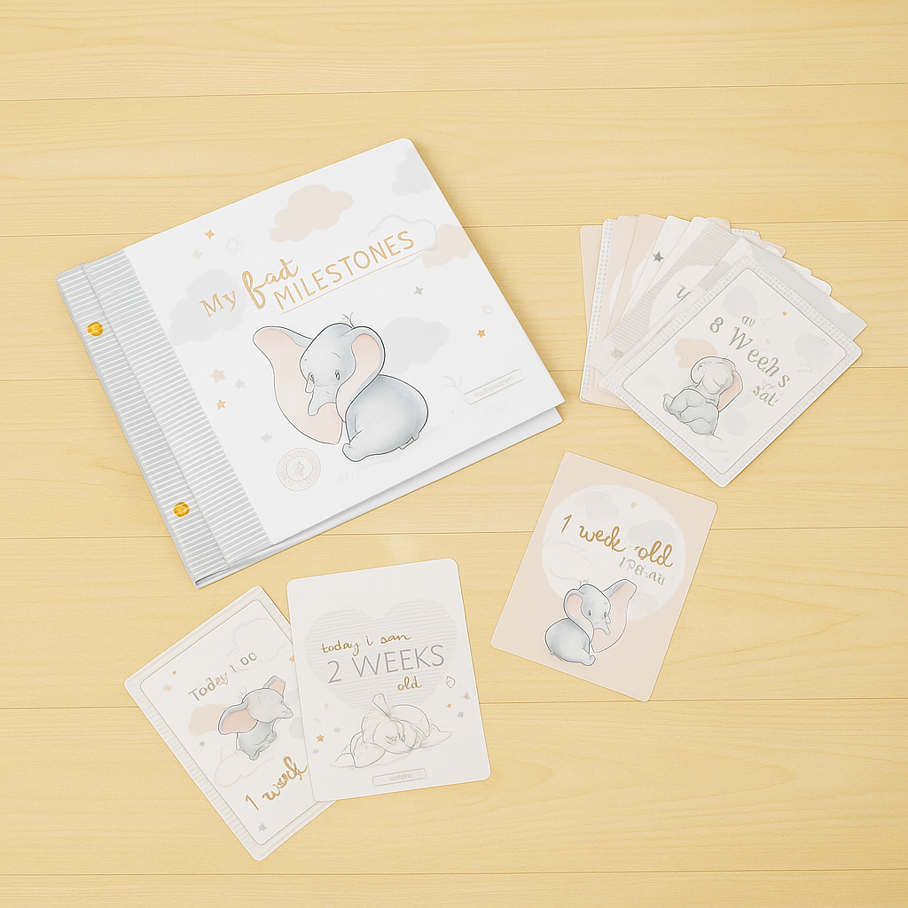 Personalised Disney Magical Beginnings Photo Album & Baby Milestone Cards