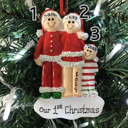 Personalised Christmas Ornament - Festive Family 3 NEW