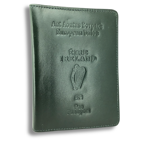 Personalised Irish Passport Holder - Top Unisex Gift 2024 - Forest Green