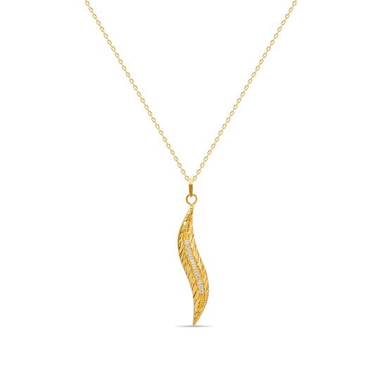 Feather Handcrafted Necklace 18ct Gold