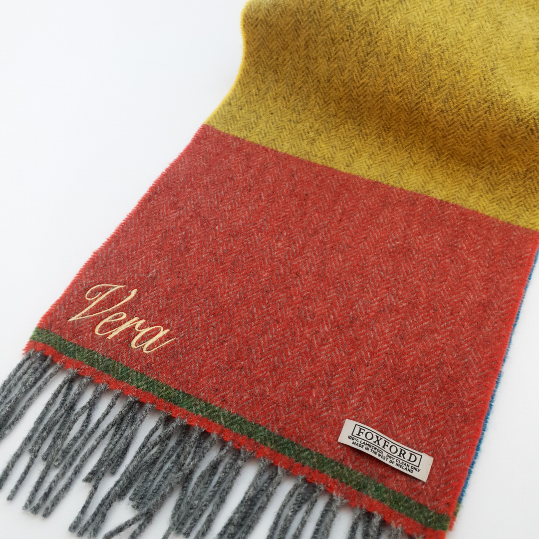 Personalised Foxford Scarf - Colour Block Lambswool Scarf