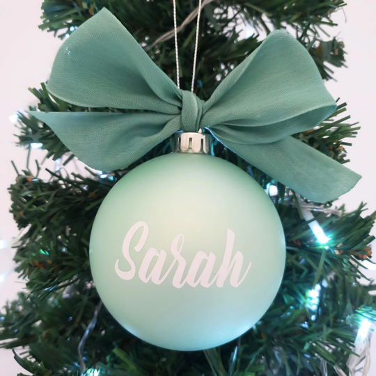 Personalised Luxury Christmas Bauble - Frosty Mint - 8cm