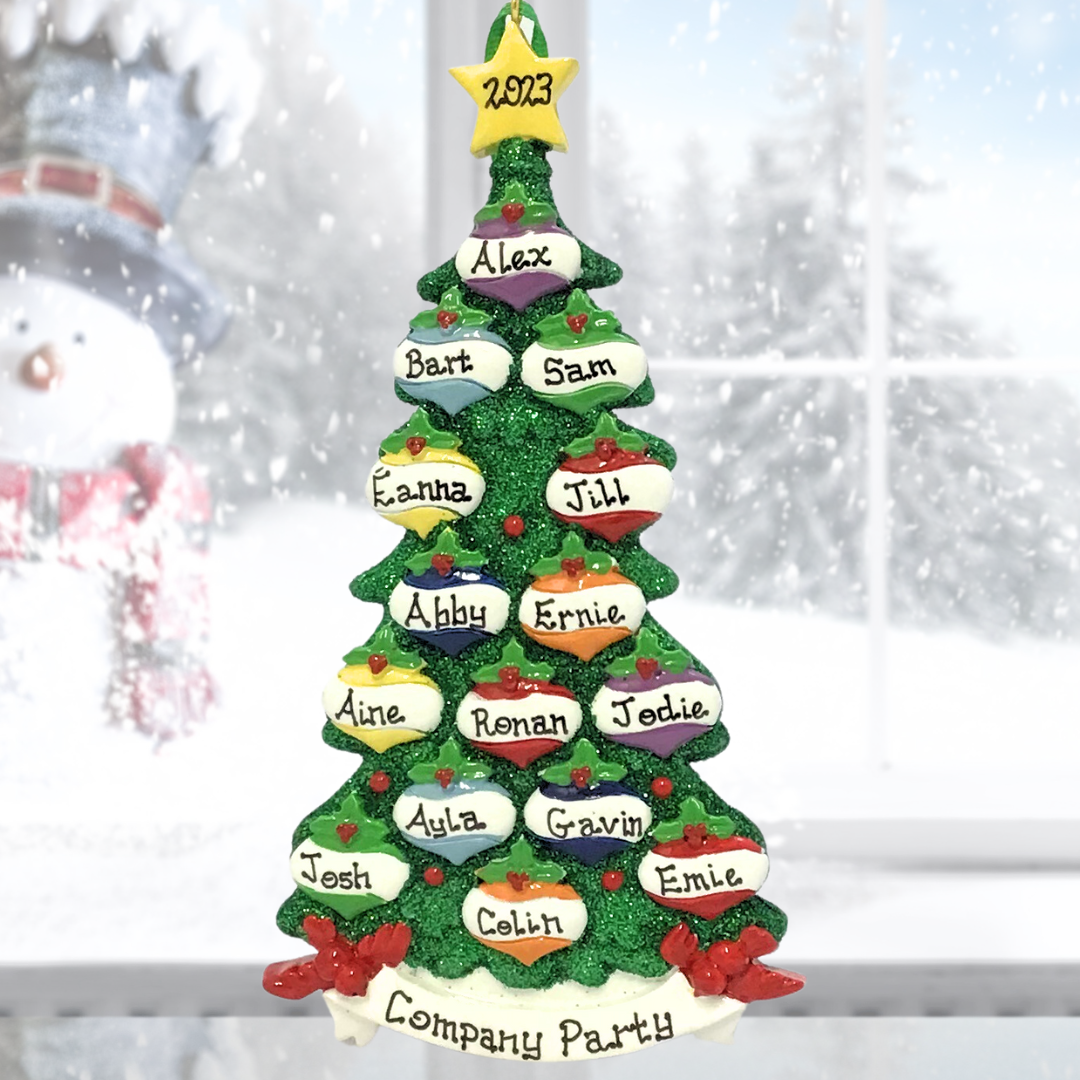 Personalised Christmas Ornament - Green Tree 15 People