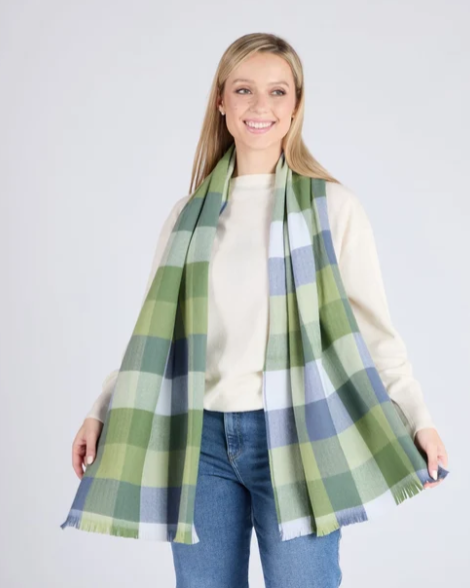 Green & Blue Block Check Extra-Fine Merino