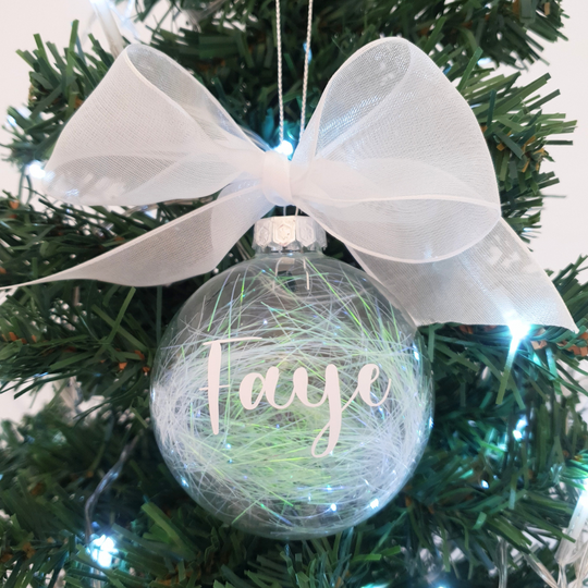 Personalised Luxury Christmas Bauble - Delicate White - 7cm