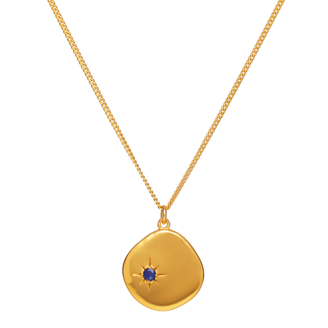 September Birthstone Necklace - 18ct Gold Sapphire Stone - Symbol of Wisdom ~ Friendship