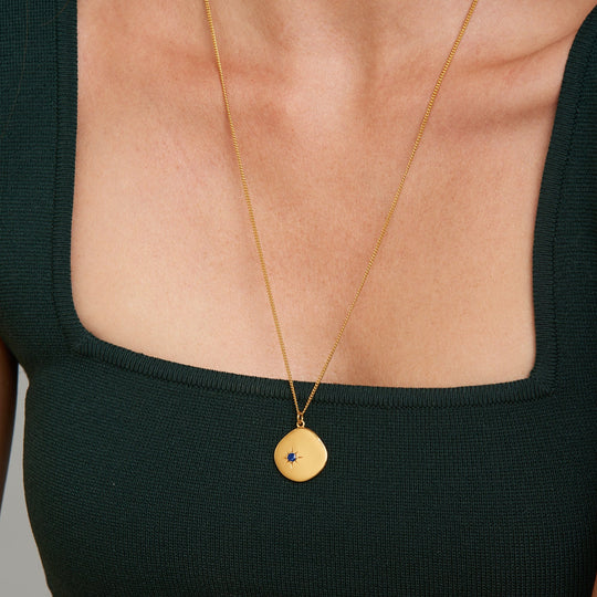 September Birthstone Necklace - 18ct Gold Sapphire Stone - Symbol of Wisdom ~ Friendship