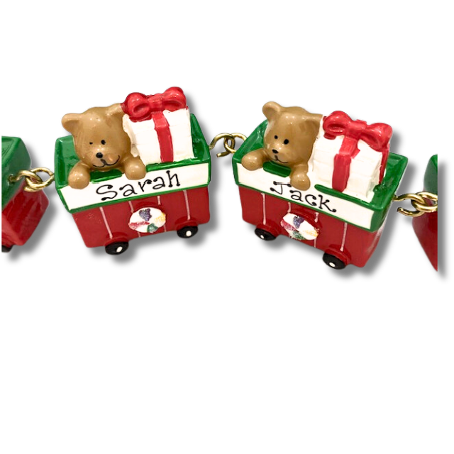 Personalised Linking Train for Family of 7 Personalised Christmas Ornaments Personalised