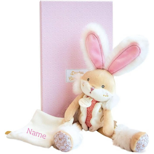 Personalised Almond Sugar Bunny Pink  Comforter - Deluxe Gift Box