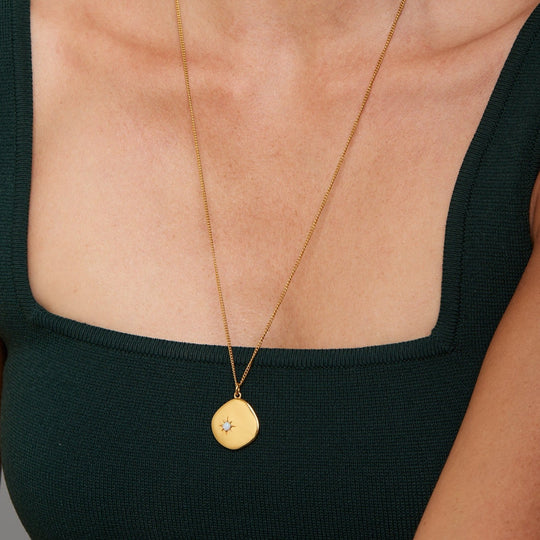 October Birthstone Necklace - 18ct Gold Opal Stone - Symbol of Optimism ~ Loyalty