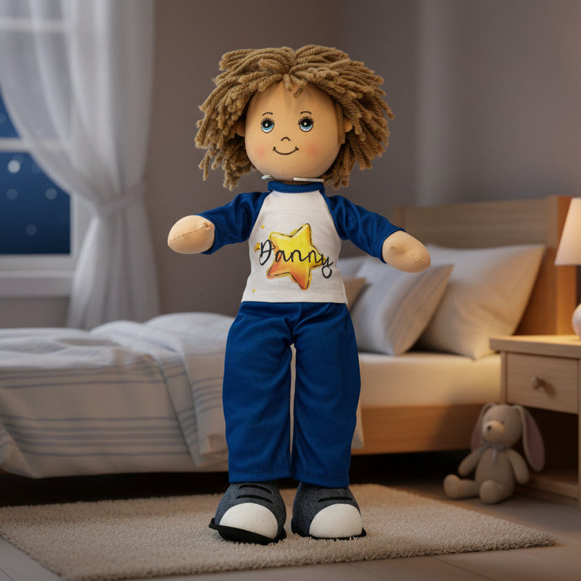 Rag Boy dressed in Pyjamas