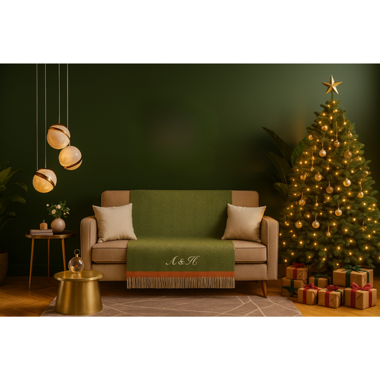 Personalised Throw by Foxford -Barrow Green Cashmere and Lambswool IRISH LUXURY