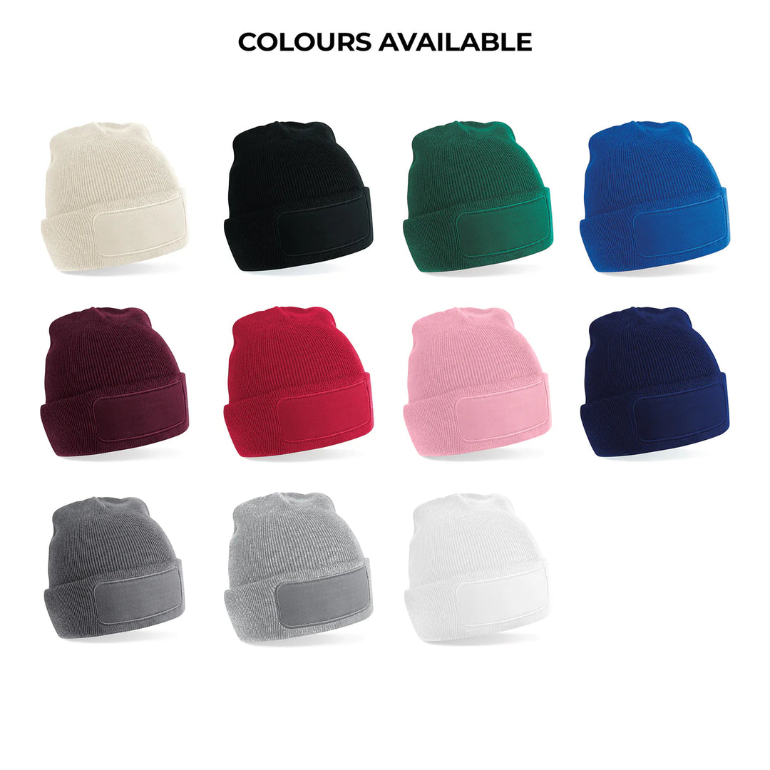 Embroidered Patch Beanie Assorted Colours
