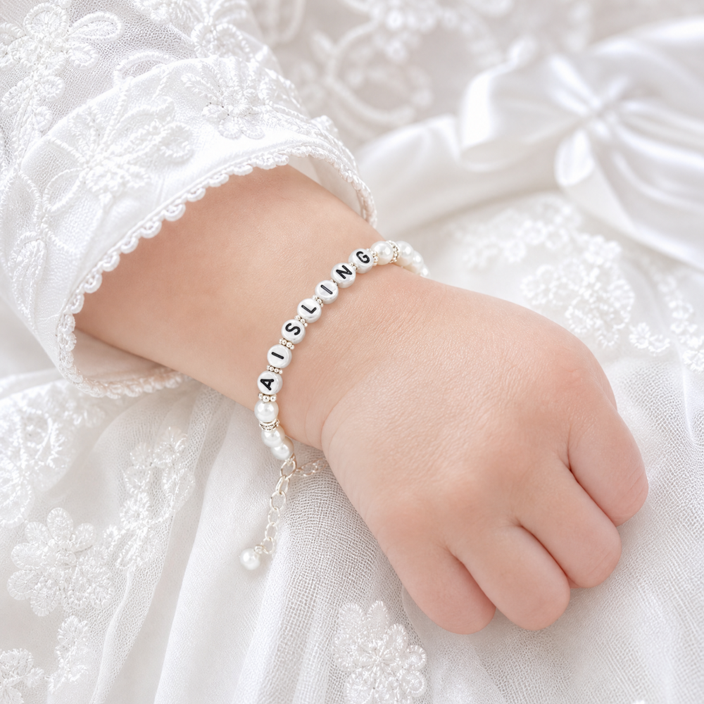 Personalised-Christening-Bracelet-on Wrist