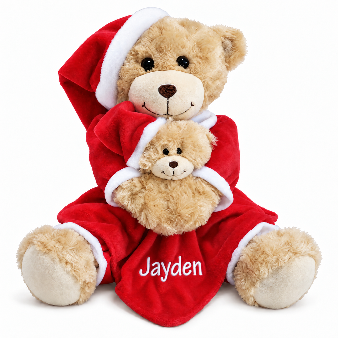 Personalised Teddy Bear - Christmas Bedtime Bear and Baby Bear