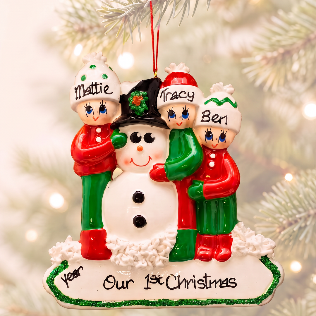 A personalised Christmas ornament for family of 3
