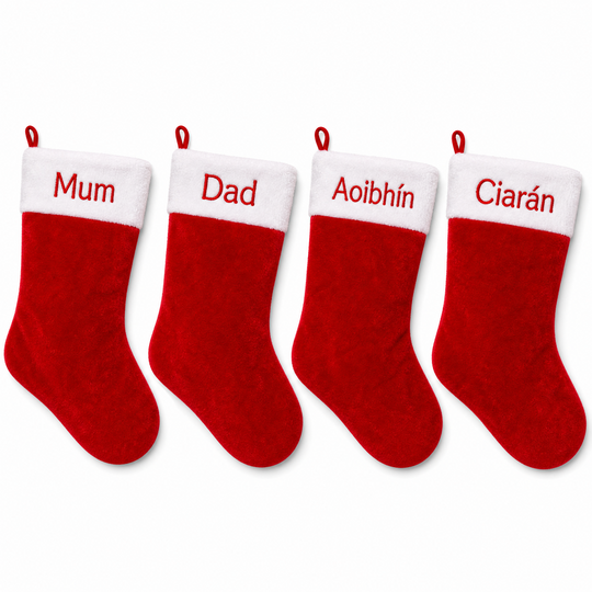 Personalised Traditional Red & White Plush Fur Stocking